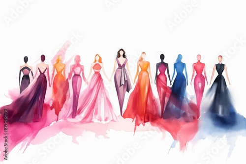 Luxury fashion flat design top view runway theme water color vivid photo