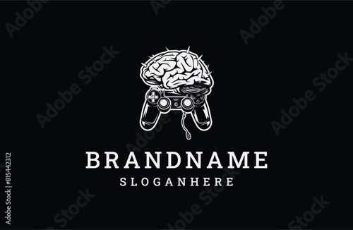 Brain gaming logo icon design template vector illustration