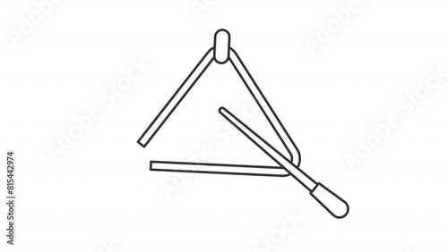 Animated triangle music icon. Orchestral equipment line animation. Instrument shaking, pen moving. Black illustration on white background. HD video with alpha channel. Motion graphic photo