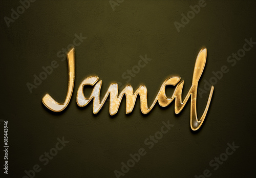 Old gold text effect of Arabic name Jamal with 3D glossy style Mockup	 photo