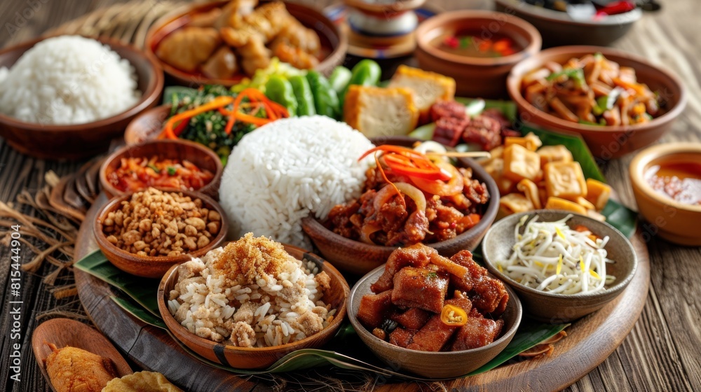 Nasi Tutug Oncom. Traditional Sundanese meal of rice mixed with fermented soybean