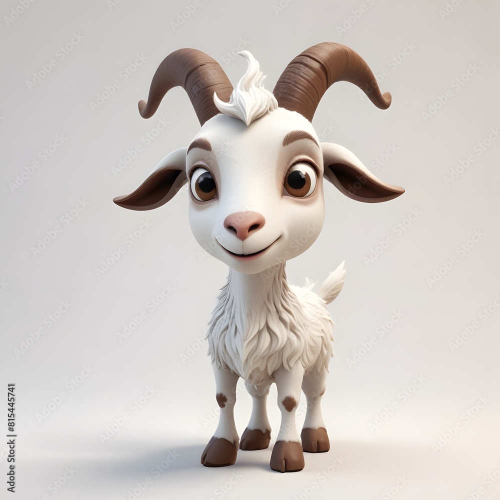 A cute and happy Goat Standing on a grey background A cute and happy Goat Standing on a grey background