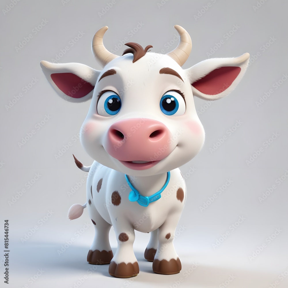 Fototapeta premium A cute and happy cow 3d illustration