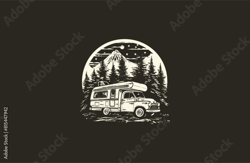 Camperfun logo icon design template vector illustration