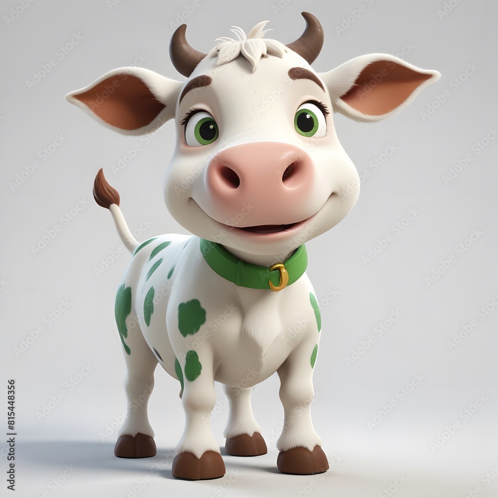 Fototapeta premium A cute and happy cow 3d illustration