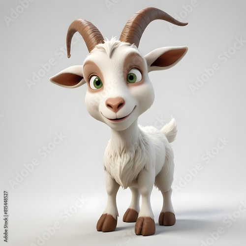 A cute and happy Goat Standing on a grey background