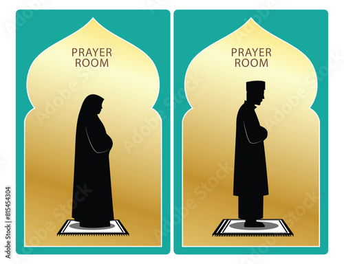 set of  mosque icon or prayer room sign isolated. 3D Illustration