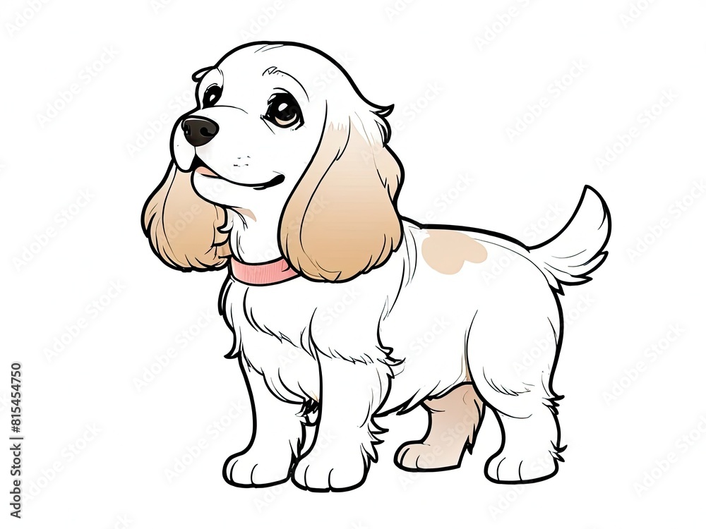 An illustration of a cute small dog sitting on a white background An illustration of a cute small dog sitting on a white background