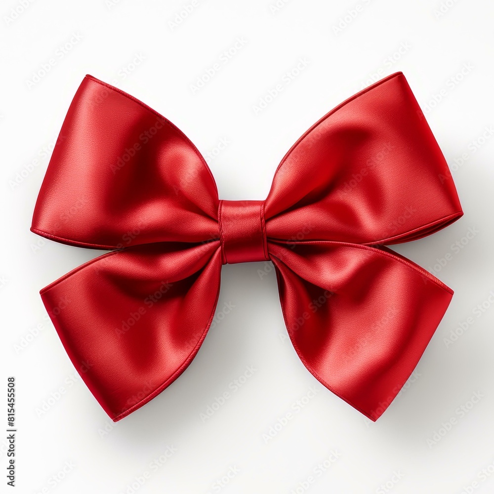 Vibrant red bow, perfectly isolated on a white background, Ai Generated Vibrant red bow, perfectly isolated on a white background, Ai Generated