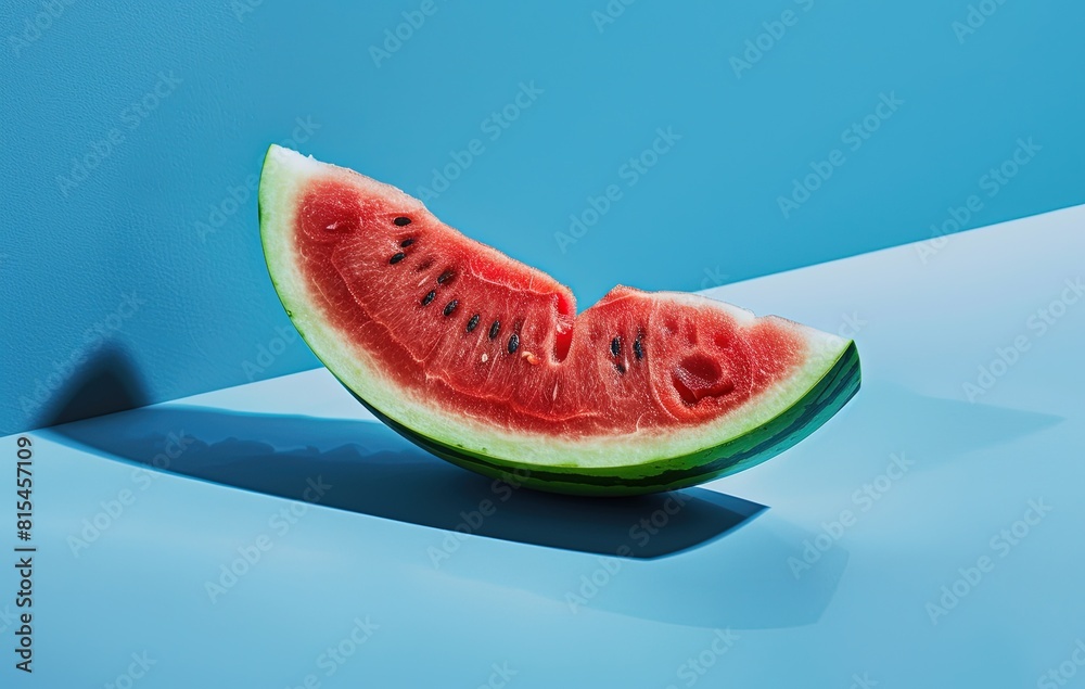 Watermelon on blue background, close up. Watermelon on blue background, close up.