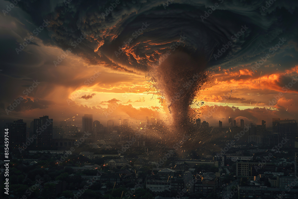 Generative ai on theme of scary ominous huge hurricane tornado, apocalyptic dramatic background Generative ai on theme of scary ominous huge hurricane tornado, apocalyptic dramatic background