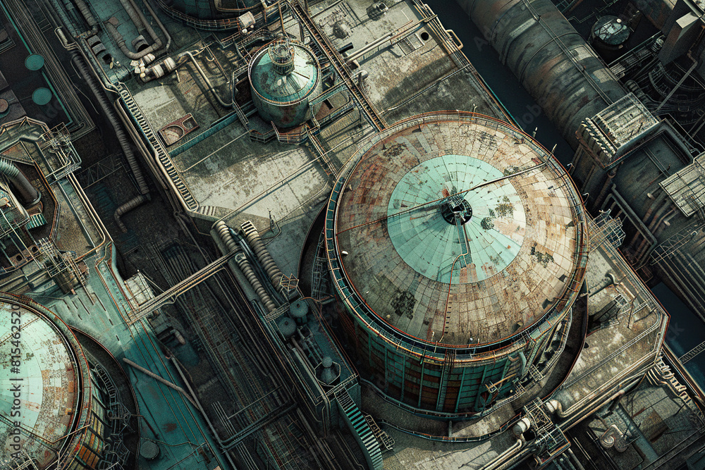 Obraz premium Generative ai on theme of nuclear power plant made of huge smokestacks polluting the environment