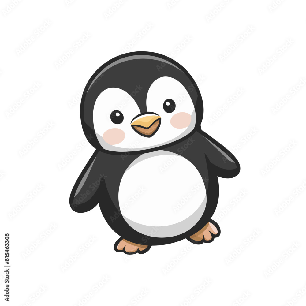 Fototapeta premium Penguin Doodle Art: Adorable Illustration of a Charming Zoo Animal