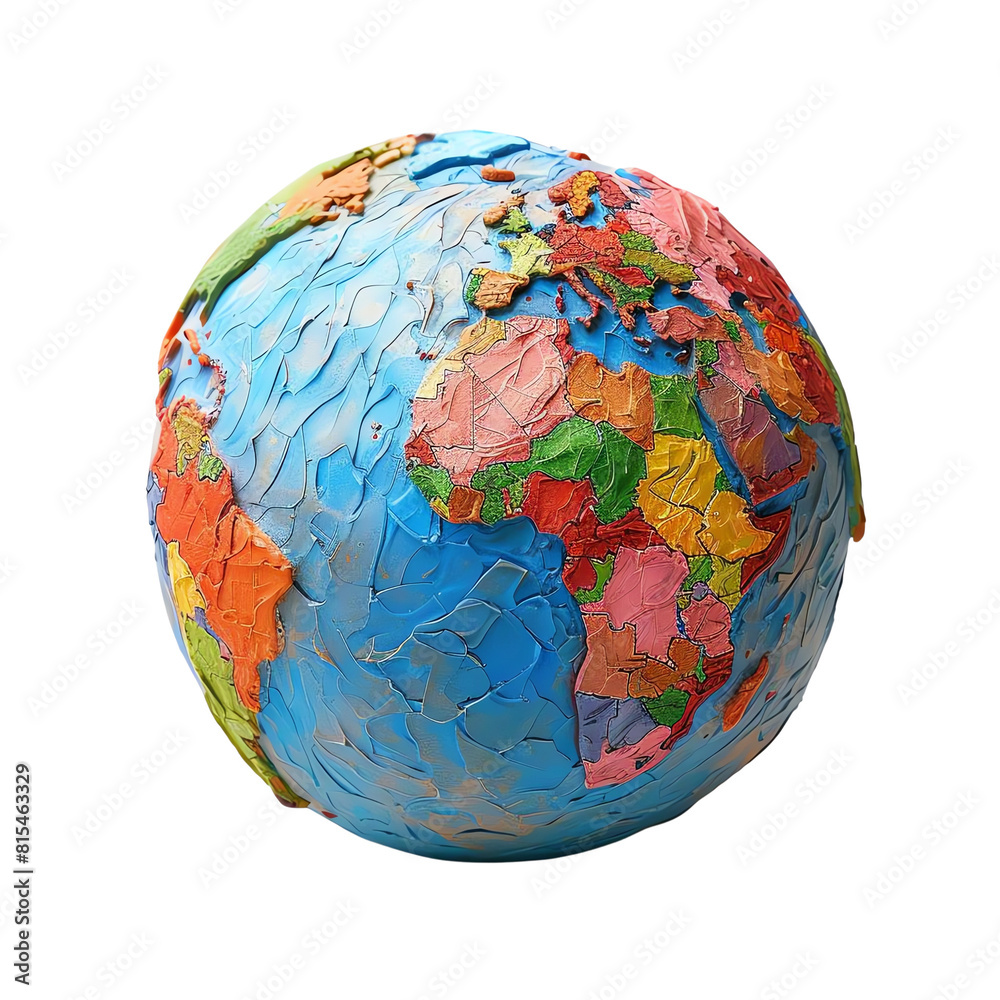 Textured Globe with Detailed Countries isolated on a transparent background Textured Globe with Detailed Countries isolated on a transparent background