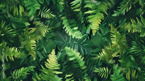 Natural background of young fern leaves on a dark background. A garden or a park.