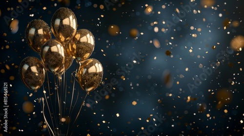 Luxury gold balloons for celebration events  anniversary  wedding. Great as template inspiration for banners  cards  posters