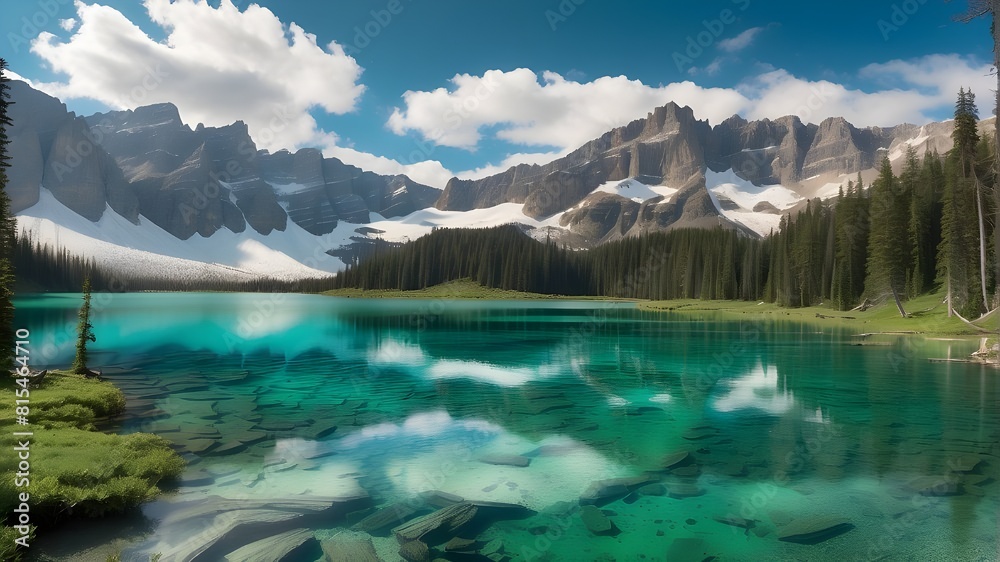 The Emerald Lake: Describe a hidden emerald lake deep within an ancient forest. Write about an explorer who discovers the lake and its stunning beauty, uncovering the secrets and mythical creatures th