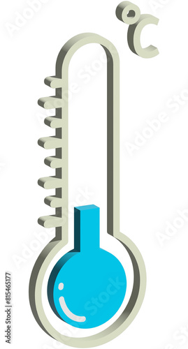 3d thermometer icon, 3-dimension thermometer for researcher in medical, three-dimensional temperature symbol