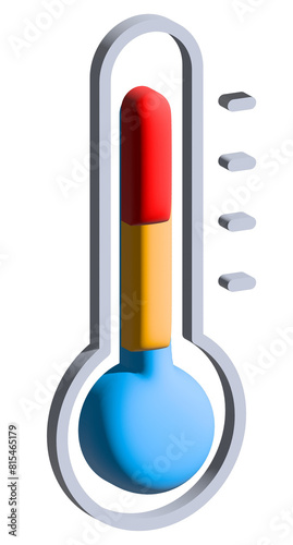 3d thermometer icon, 3-dimension thermometer for researcher in medical, three-dimensional temperature symbol