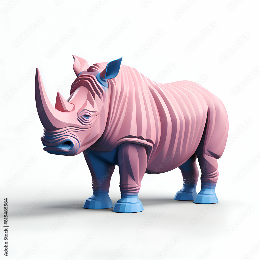 Fototapeta premium Rhinoceros isolated on white background. 3D rendering.