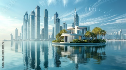 Modern luxury villa with stunning views of the Dubai skyline. This property is perfect for those who want to enjoy the ultimate in luxury and privacy.