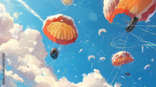 Cute style parachutes cartoon, Cute style Ballooning cartoon 