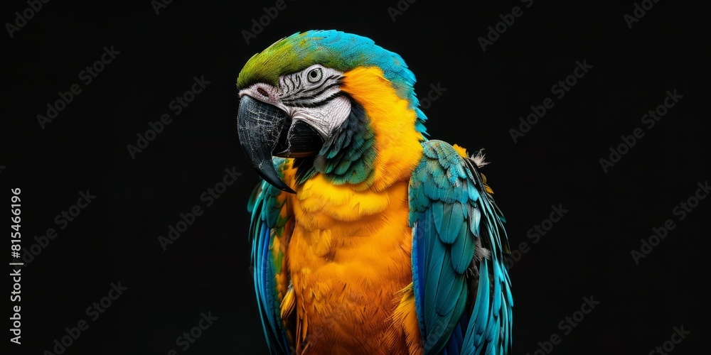 macaw parrot on black background