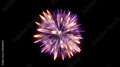 3D illustration. Abstract Realistic animation Firework Colorful.