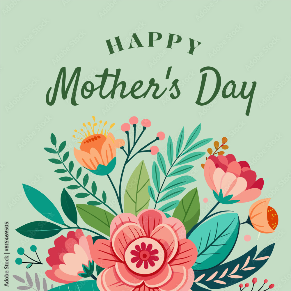 Happy Mother's Day greeting with floral design. Mothers day template design for card, web, banner, cover and social media post Happy Mother's Day greeting with floral design. Mothers day template design for card, web, banner, cover and social media post