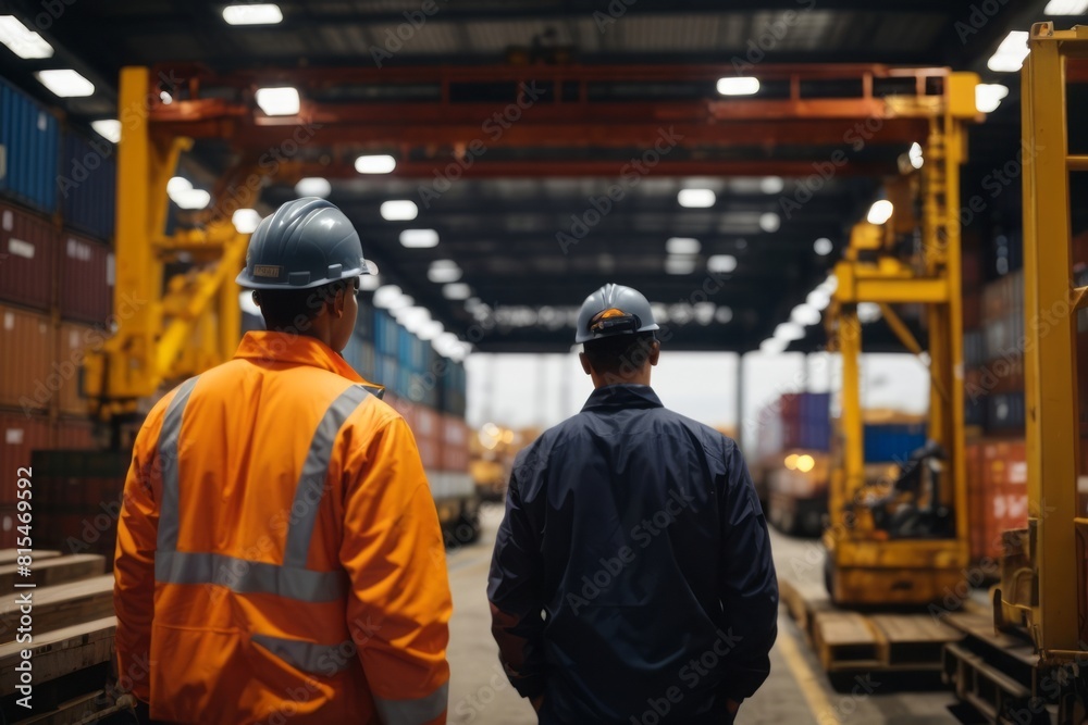 back view control employee working to maintain transportation, import and export at cargo logistics transport location back view control employee working to maintain transportation, import and export at cargo logistics transport location