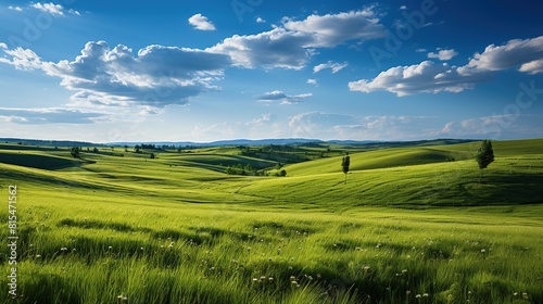 Panoramic view of grassland and mountain range