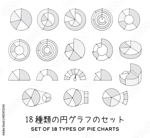 18種類の円グラフのセット