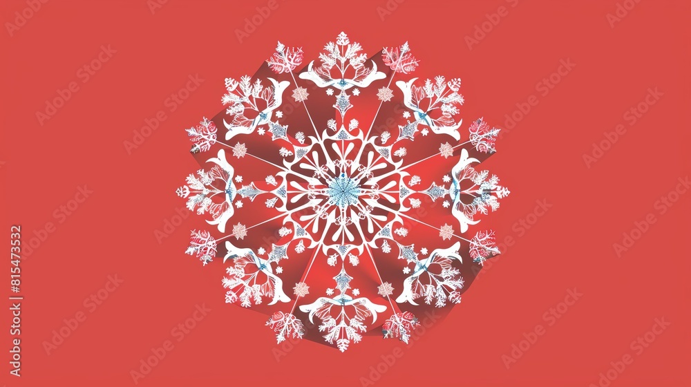 Intricate snowflake flat design top view, winter theme, cartoon drawing, Complementary Color Scheme Intricate snowflake flat design top view, winter theme, cartoon drawing, Complementary Color Scheme