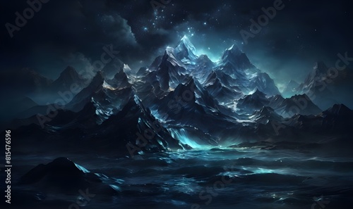 Mountain with magical night sky wallpaper background