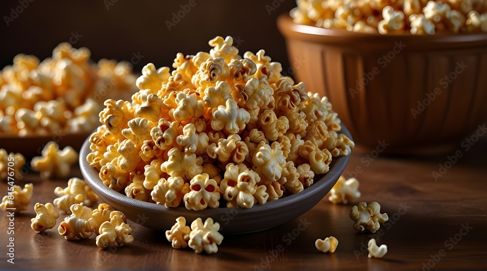 Caramel popcorn the table and kitchen background.generative.ai Caramel popcorn the table and kitchen background.generative.ai