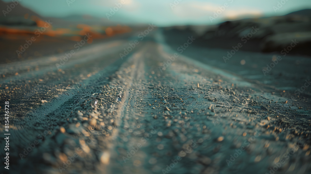 closeup of road in Iceland : Generative AI closeup of road in Iceland : Generative AI