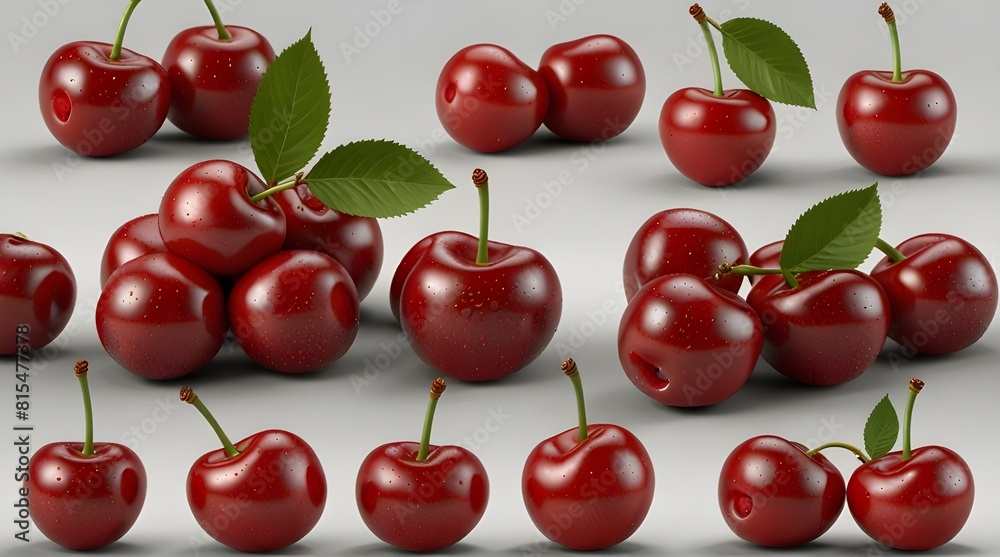 Cherry png collection in 3d transparent for product presetation.generative.ai