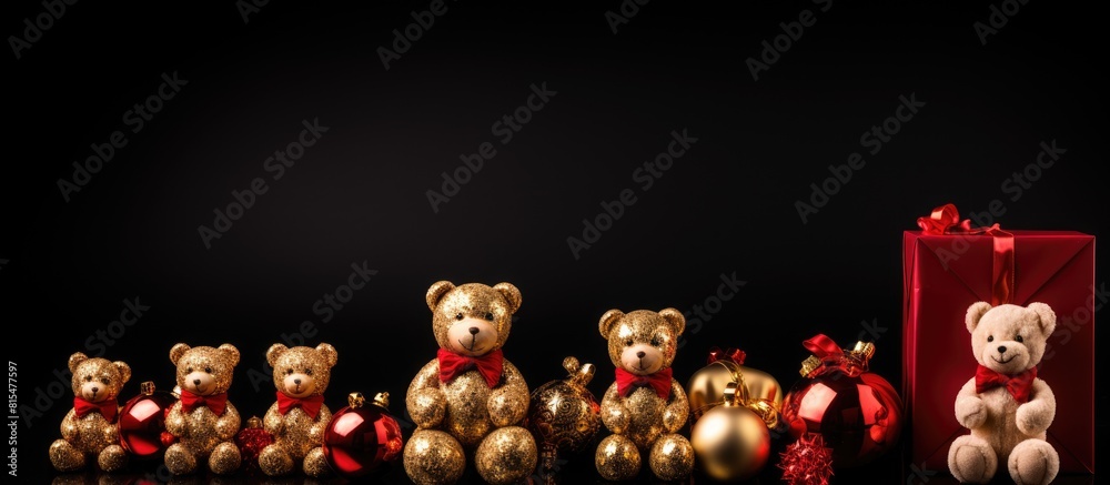 Isolated decorative toys for New Year with copy space image Isolated decorative toys for New Year with copy space image