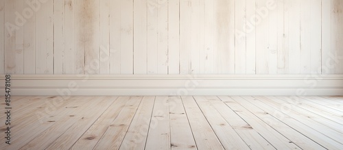 A copy space image of a wooden floor painted in white