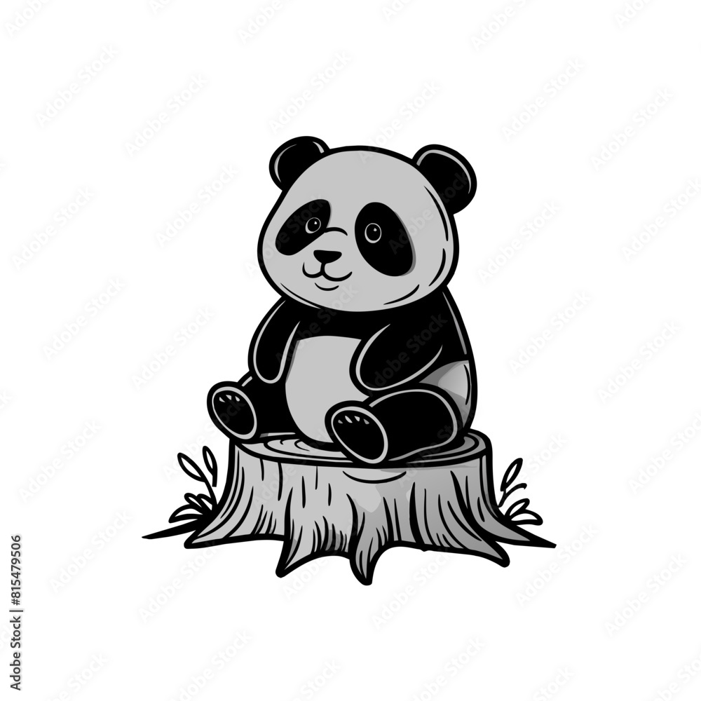 Fototapeta premium Panda Doodle Art: Adorable Sketch of a Beloved Zoo Animal