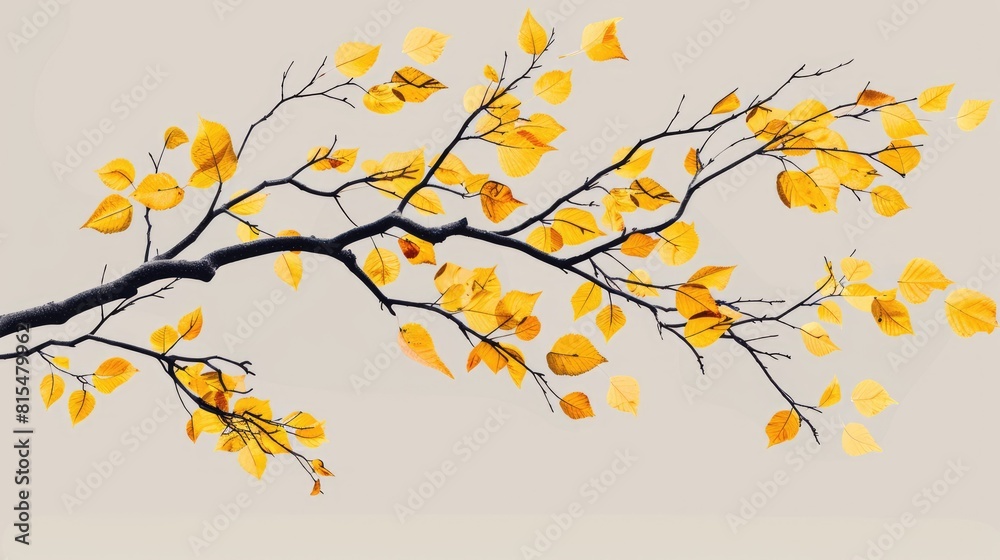 Fall tree branch with yellow leaves Fall tree branch with yellow leaves