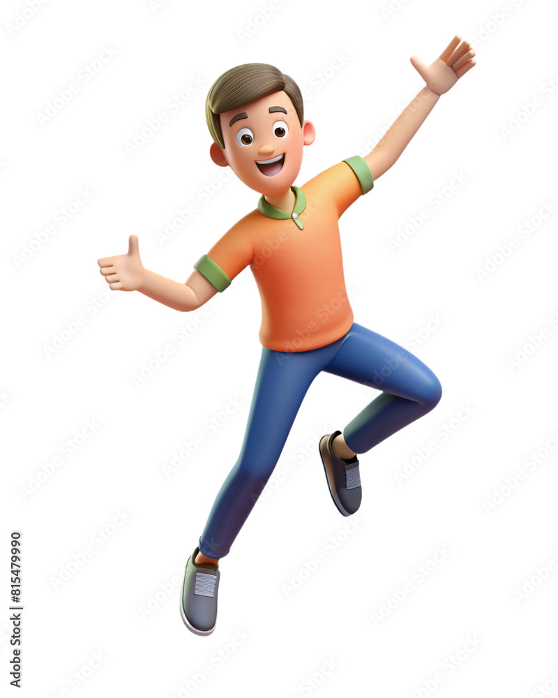 3D illustration of cartoon man dancing pose, Man jumping and dancing isolate on transparent background 3D illustration of cartoon man dancing pose, Man jumping and dancing isolate on transparent background
