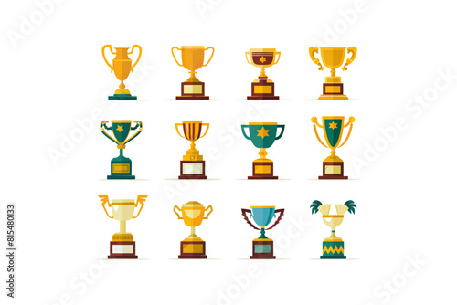 Collection of Colorful Trophy Icons Set. Vector illustration design.