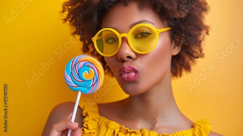 summer black woman with lollipop
