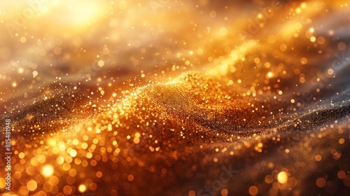 Abstract golden particles twinkling in a mystic space, AI Generative.