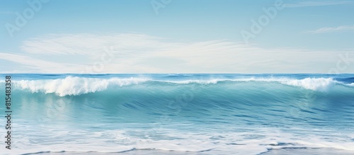 A serene expansive ocean with clear blue waves and a natural backdrop perfect for adding images or text. Creative banner. Copyspace image