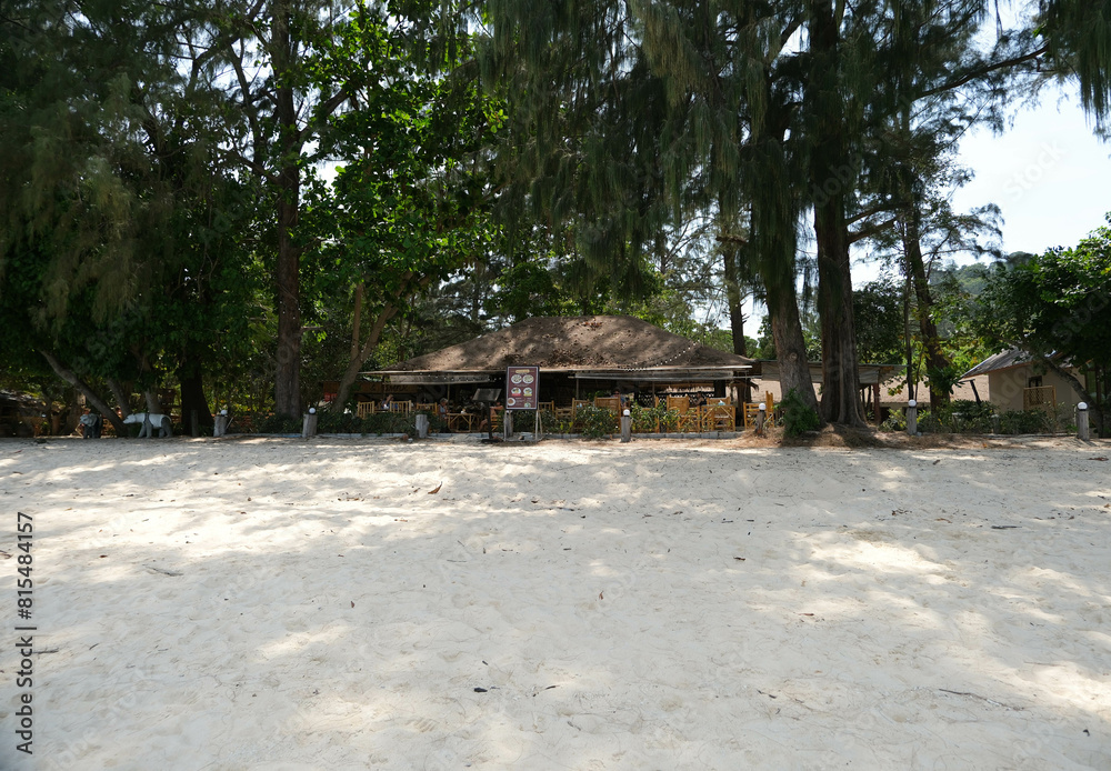 The restaurant of resort on Koh Kradan Island in the Andaman Sea. The restaurant of resort on Koh Kradan Island in the Andaman Sea.