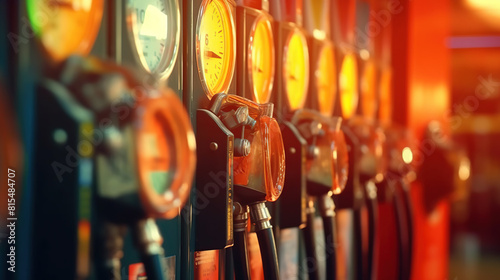 Retro Gas Pumps. fuel gasoline dispenser background photo