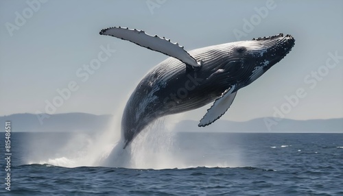 A majestic humpback whale breaching out of the wat upscaled_3