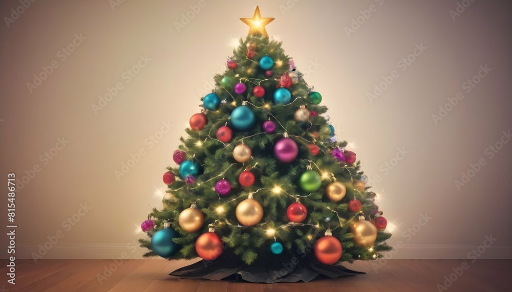 Craft an image of a christmas tree adorned with co